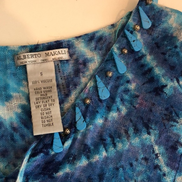 Alberto Makali blouse in blue with beads - Picture 5 of 6